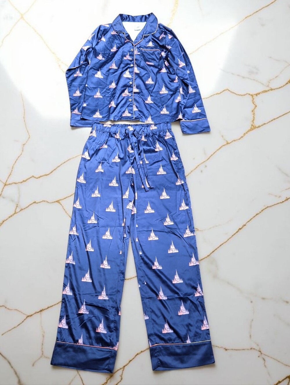 Disney 50th Anniversary Pajama Set Pjs Navy Pink Womens Small S Long Sleeve Pant - Picture 4 of 12